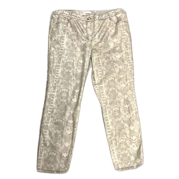 Basler Julienne European Tan Cotton Snake Print High Rise Skinny Jean Size 18 - Picture 2 of 16